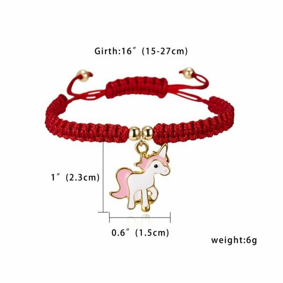 Blue Unicorn Gold Charm Red Rope Bracelet Party Gift - Picture 5 of 5